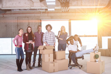 portrait of multiethnic business people with sunlight through the windows