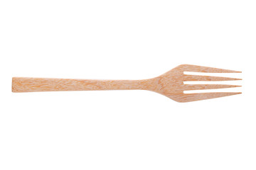 Wooden fork isolated on a white background