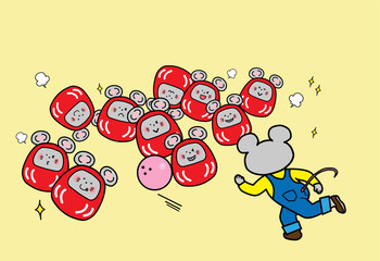 ネズミボーリング クリーム色　賀詞・添え書き無し