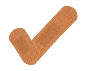 Tick check checkmark medical plasters isolated on white with clipping path