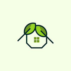 Leaf Home Green Creative Realty Icon Logo Design Template Element Vector	