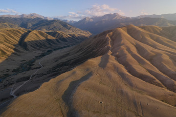 Fototapeta na wymiar Aerial view of the mountains near Saty village in Kazakhstan