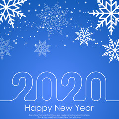 Fototapeta na wymiar Happy New Year or Christmas greeting card with line text. 2020 Vector.