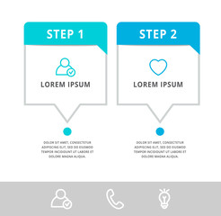 Vector modern infographic flat template label for two diagrams, graph, presentation. Business concept with 2 options and rectangles. Blank space for content, step for step, timeline, workflow, web