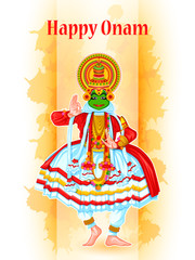 Obraz na płótnie Canvas Happy Onam festival greetings to mark the annual Hindu festival of Kerala, India in vector