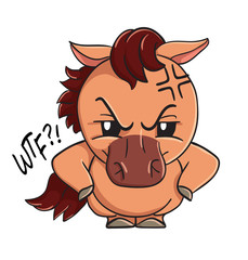Children's emotion sticker design with horse in a cartoon style.