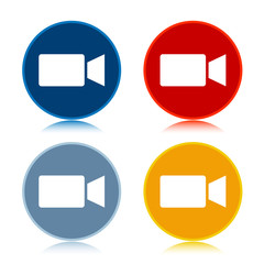 Video camera icon trendy flat round buttons set illustration design