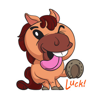Children's emotion sticker design with horse in a cartoon style.
