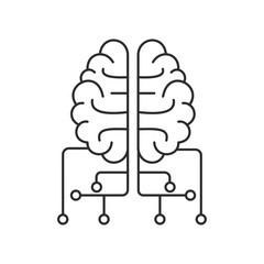 Artificial Intelligence, AI Icon. Thin line. Isolated on white background. 