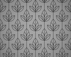 Flower geometric pattern. Seamless vector background. Black and grey ornament. Ornament for fabric, wallpaper, packaging. Decorative print