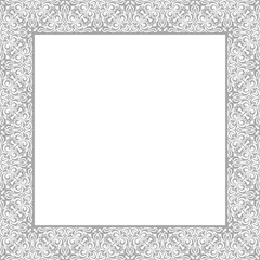 Decorative frame Elegant vector element for design in Eastern style, place for text. Floral grey border. Lace illustration for invitations and greeting cards