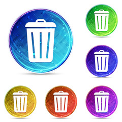 Bin icon digital abstract round buttons set illustration