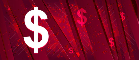 Dollar sign icon Abstract design bright red banner background