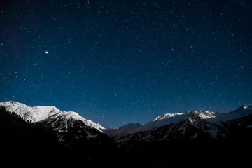 snow mountain night sky landscape