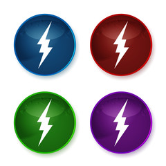 Lightning icon shiny round buttons set illustration