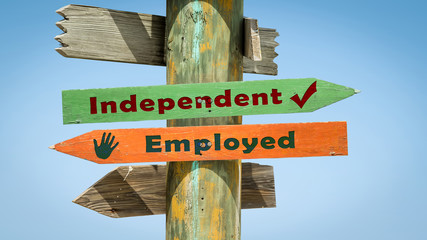 Street Sign Independent versus Employed