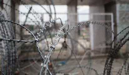 Close up of barbed wire in Kashmir