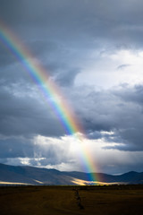 rainbow over field