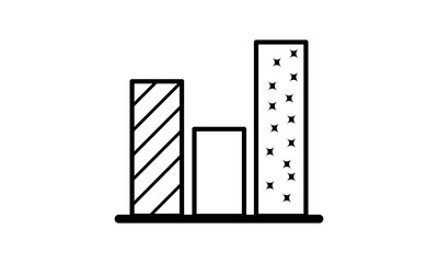 Bar chart icon flat style isolated on whet background.