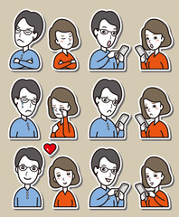 カップルの表情のイラスト
