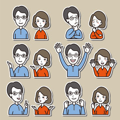 カップルの表情のイラスト