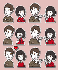 カップルの表情のイラスト