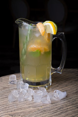 Jar of cold iced lemonade