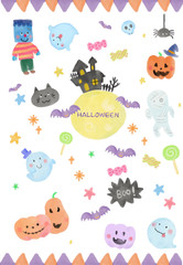 ハロウィン素材　水彩