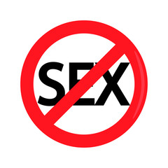Fototapeta premium Prohibition of sex sign vector graphic. intimate relationships are crossed out.