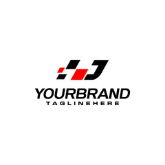 Auto speed letter J with race element logo template vector