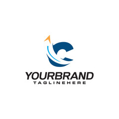 initial letter C logo with arrow shape, letter B travel business logo template