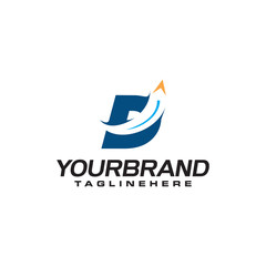initial letter D logo with arrow shape, letter B travel business logo template