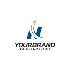 initial letter N logo with arrow shape, letter B travel business logo template