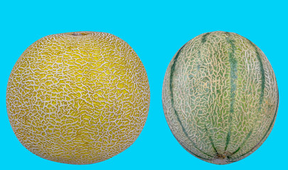 Zuckermelone auf blauem Hintergrund