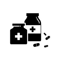 Two bottle pills icon isolated on white background from medical collection