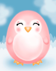 cute pink penguin hand-drawn