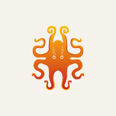 Silhouette Color Octopus Illustration Icon Animal Logo Design Template Element Vector