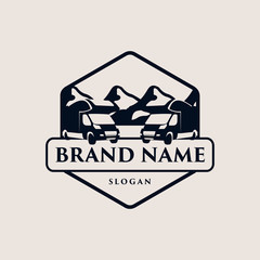 Badge Van Camping Stamp Illustration Icon Logo Design Template Element Vector