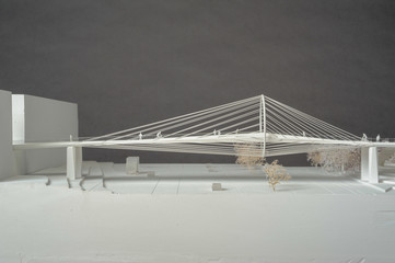 Site surrounding model for architectural presentation of a bridge at Geneva on Switzerland