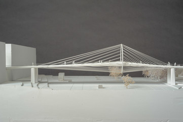 Fototapeta premium Site surrounding model for architectural presentation of a bridge at Geneva on Switzerland