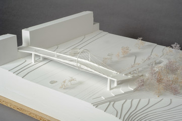 Site surrounding model for architectural presentation of a bridge at Geneva on Switzerland