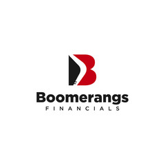 Illustration of the form of boomerang contained in mark B logo - obrazy, fototapety, plakaty