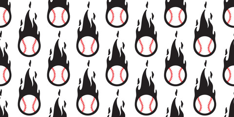 baseball fire seamless pattern vector softball sport cartoon scarf isolated repeat wallpaper tile background illustration doodle design