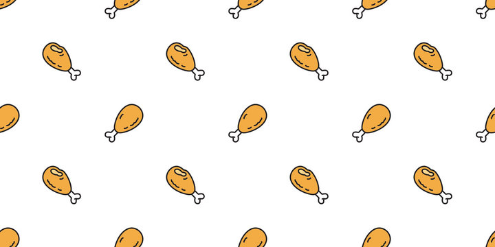 Crispy Fried Chicken Seamless Pattern vector scarf isolated repeat wallpaper tile background cartoon illustration doodle design