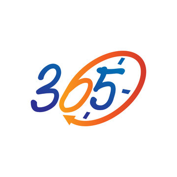time emblem 365 infinity logo icon design illustration vector