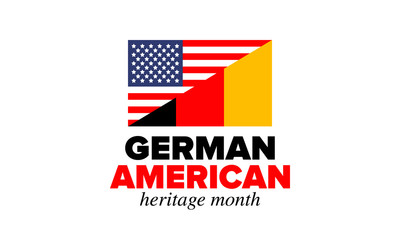 German-American Heritage Month. Happy holiday celebrate annual in October. Germany and United States flag. Culture month. Patriotic design. Poster, card, banner, template. Vector illustration