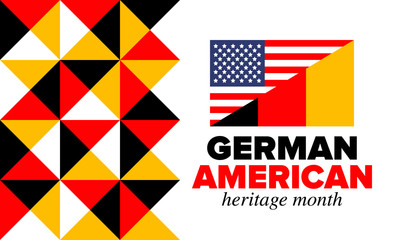 Obraz premium German-American Heritage Month. Happy holiday celebrate annual in October. Germany and United States flag. Culture month. Patriotic design. Poster, card, banner, template. Vector illustration