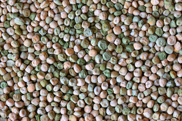 White and green dried peas detail macro
