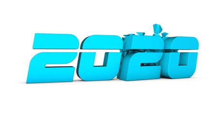 3D illustration figures 2020. Symbol of a New year, holiday, celebrations. 3D rendering for calendars and Christmas songs. New year symbol isolated on white background.