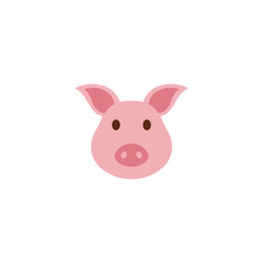 Pig head / face or pork bacon flat vector color icon for animal apps